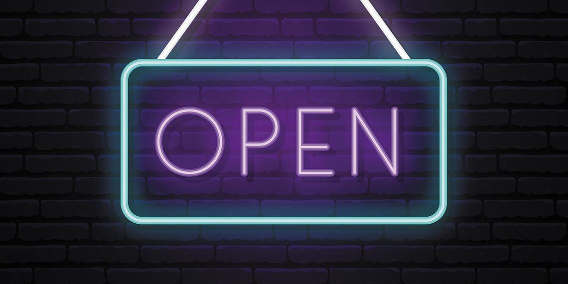 a neon open sign