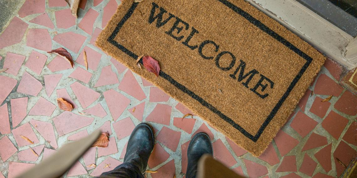 Welcome mat on a doorstep
