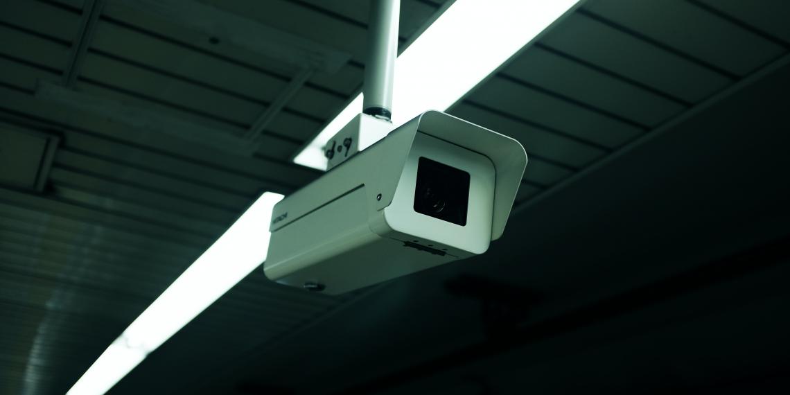 Security camera mounted to the roof