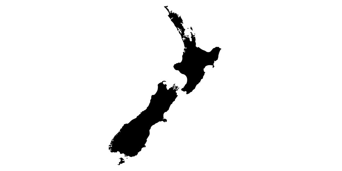 map of new zealand in black