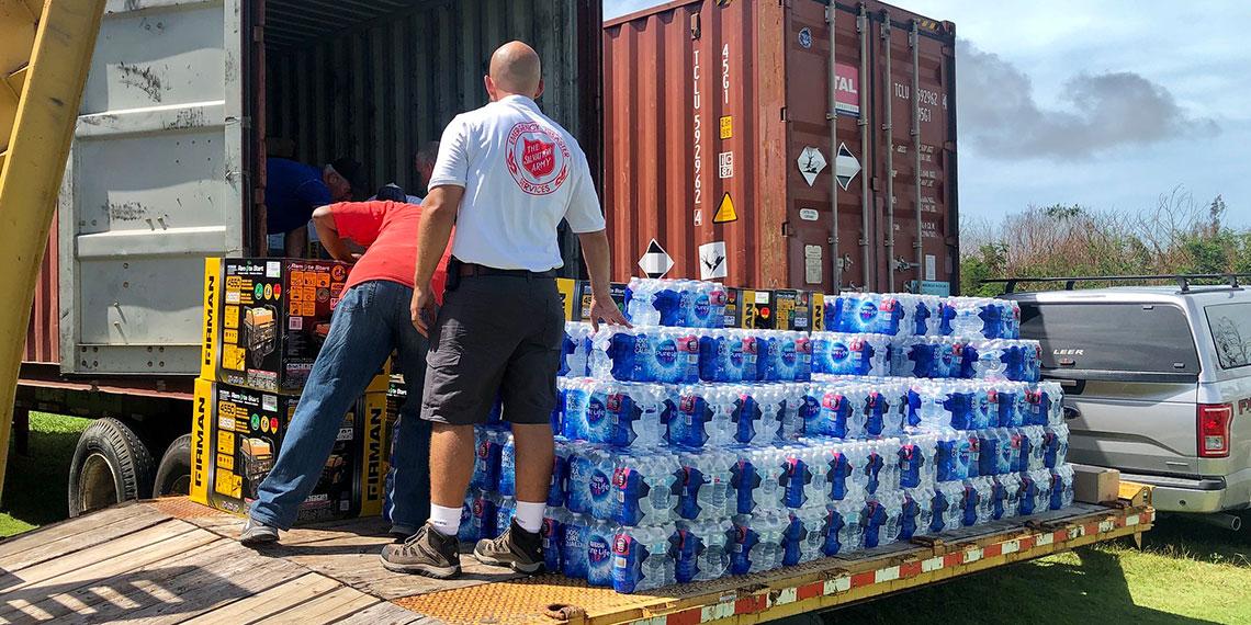 Unloading supplies - Salvation Army Hurricane Dorian Response