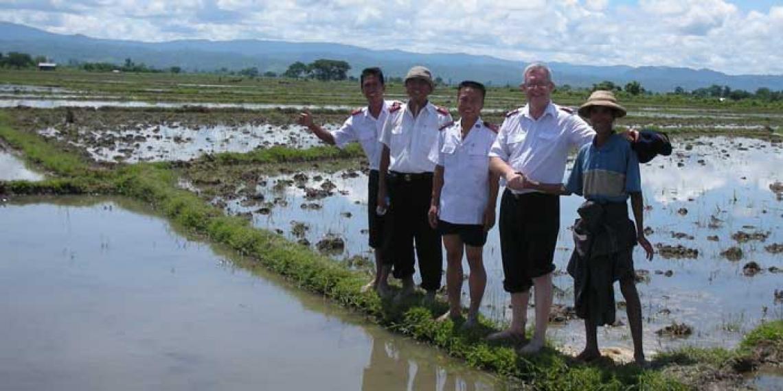 Gordon Daly in a Myanmar (Burma) rice paddy