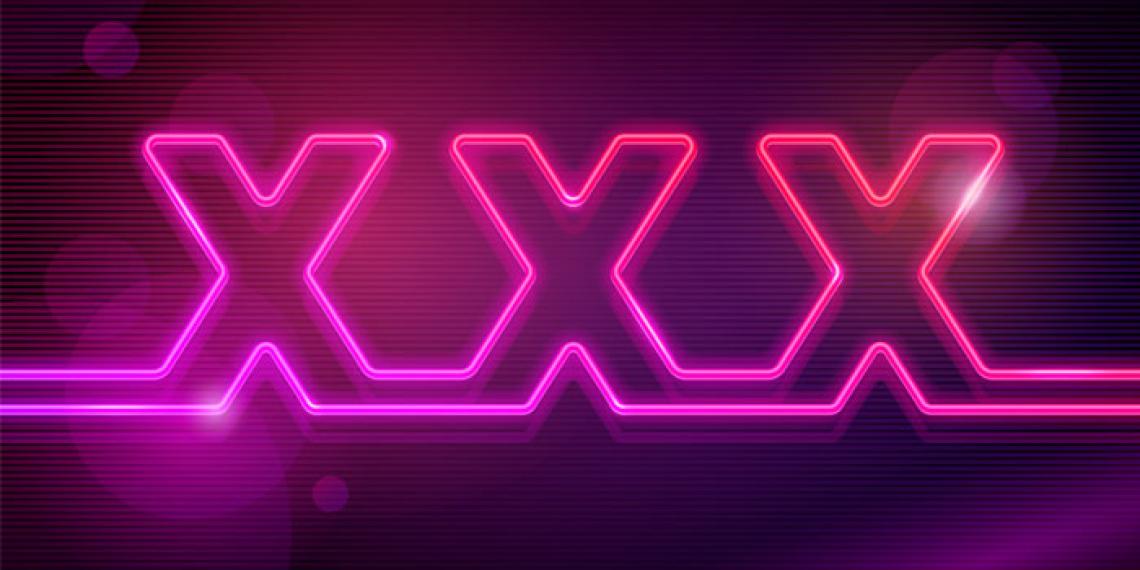 a XXX sign lit up