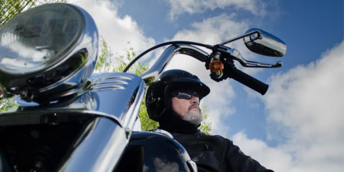 Author Rob Harley on his Harley Davidson motorbike