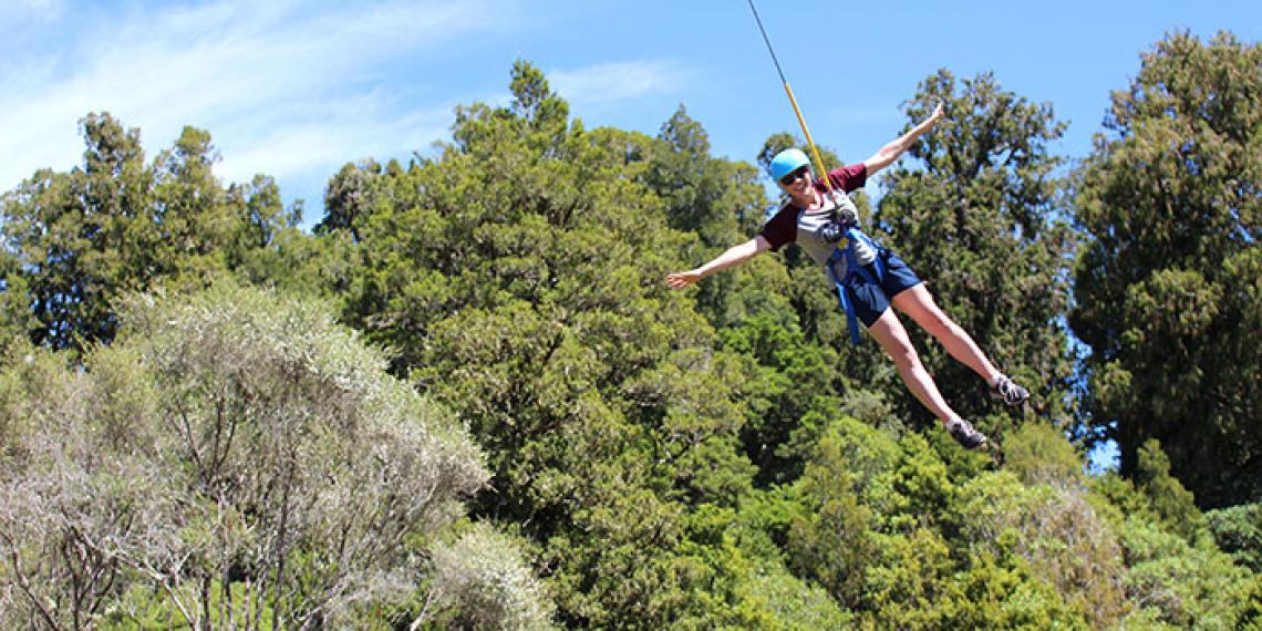Jo Wardle in a flying fox at Blue Mountain Adventure Centre