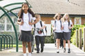 children walking out of school