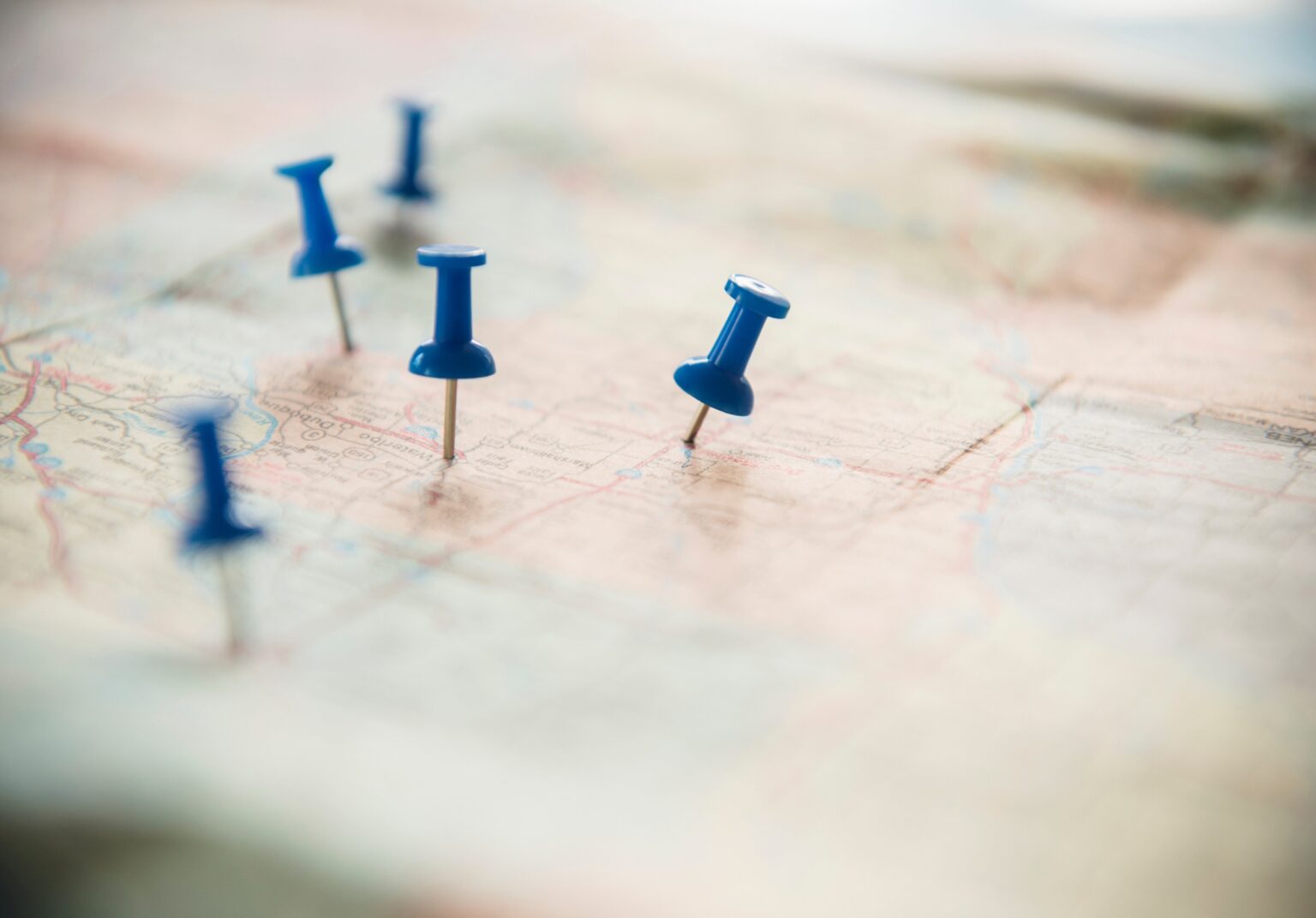 Drawing pins on a map