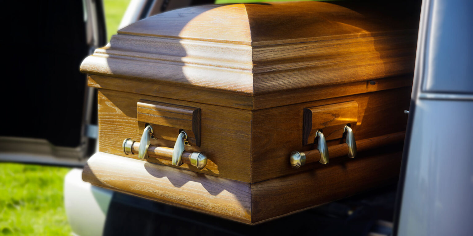 A wooden coffin